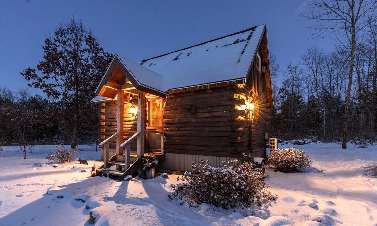Leicester Cabin | Cozy Log Cabin with an Indoor Fireplace Located on 70 Forested Acres in Leicester, Vermont